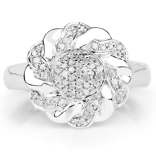 14K Yellow Gold Plated 0.28 Carat Genuine White Diamond .925 Sterling Silver Ring by Bids.com