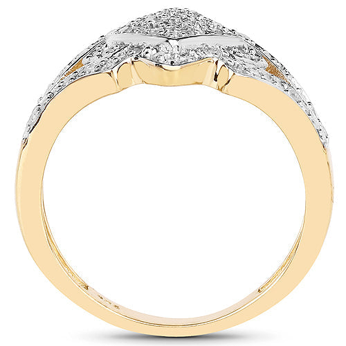 14K Yellow Gold Plated 0.32 Carat Genuine White Diamond .925 Sterling Silver Ring DestGlow
