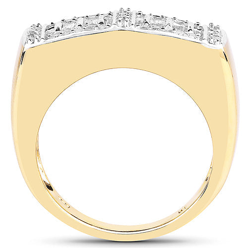 14K Yellow Gold Plated 0.19 Carat Genuine White Diamond .925 Sterling Silver Ring by Bids.com