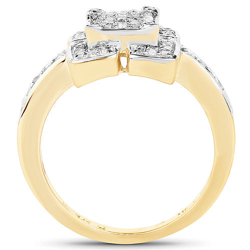 14K Yellow Gold Plated 0.24 Carat Genuine White Diamond .925 Sterling Silver Ring by Bids.com