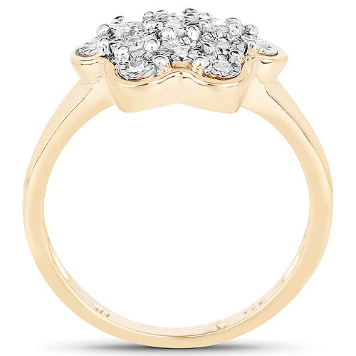 14K Yellow Gold Plated 0.07 Carat Genuine White Diamond .925 Sterling Silver Ring by Bids.com