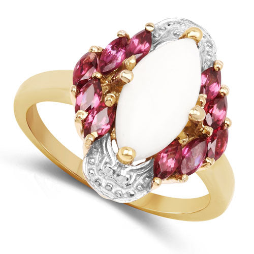 1.90 Carat Genuine Opal and Rhodolite .925 Sterling Silver Ring by Bids.com
