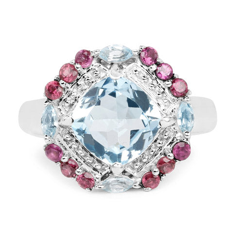 4.73 Carat Genuine Blue Topaz and Rhodolite .925 Sterling Silver Ring by Bids.com