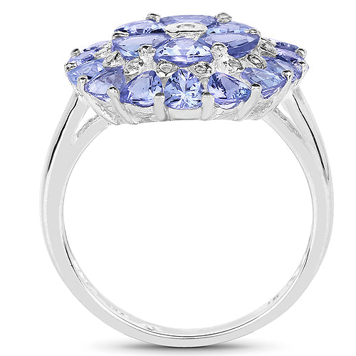 2.96 Carat Genuine Tanzanite and White Diamond .925 Sterling Silver Ring by Bids.com