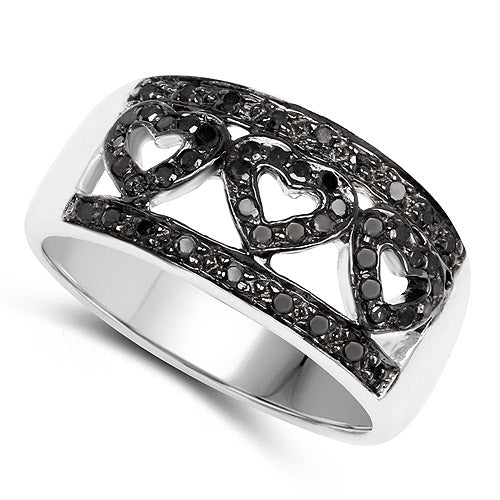 0.32 Carat Genuine Black Diamond .925 Sterling Silver Ring by Bids.com
