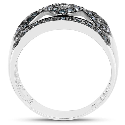 0.32 Carat Genuine Blue Diamond .925 Sterling Silver Ring by Bids.com