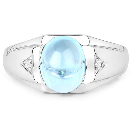 3.67 Carat Genuine Swiss Blue Topaz and White Topaz .925 Sterling Silver Ring by Bids.com