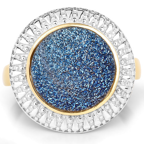 4.90 Carat Genuine Cobalt Blue Drusy .925 Sterling Silver Ring by Bids.com
