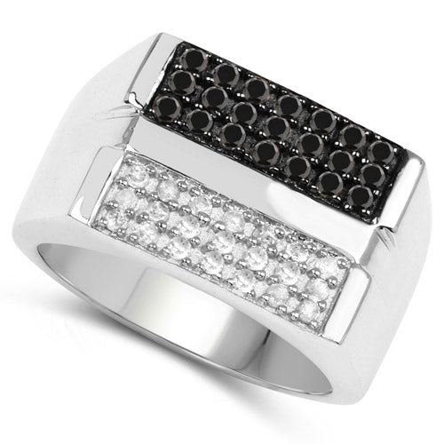 0.64 Carat Genuine Black Diamond and White Diamond .925 Sterling Silver Ring by Bids.com