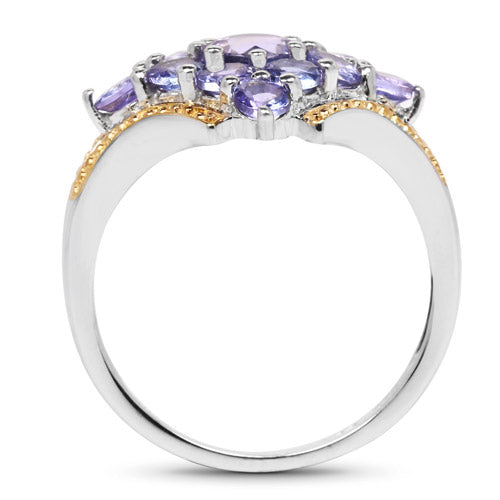 Two Tone Plated 1.67 Carat Genuine Tanzanite .925 Sterling Silver Ring by Bids.com