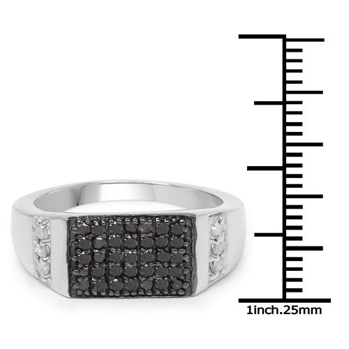 0.55 Carat Genuine Black Diamond and White Diamond .925 Sterling Silver Ring by Bids.com