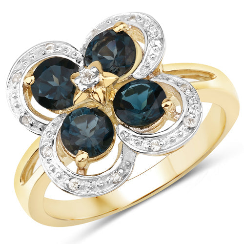 1.76 Carat Genuine London Blue Topaz and White Topaz .925 Sterling Silver Ring by Bids.com