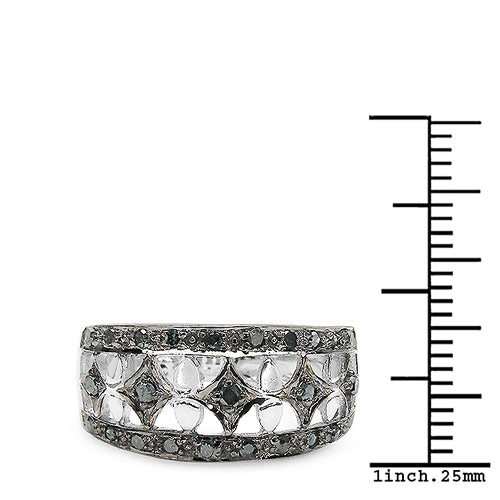 0.29 Carat Genuine Blue Diamond .925 Sterling Silver Ring by Bids.com