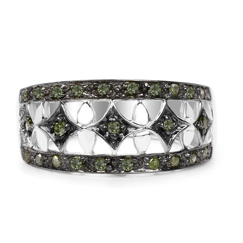 0.32 Carat Genuine Green Diamond .925 Sterling Silver Ring by Bids.com