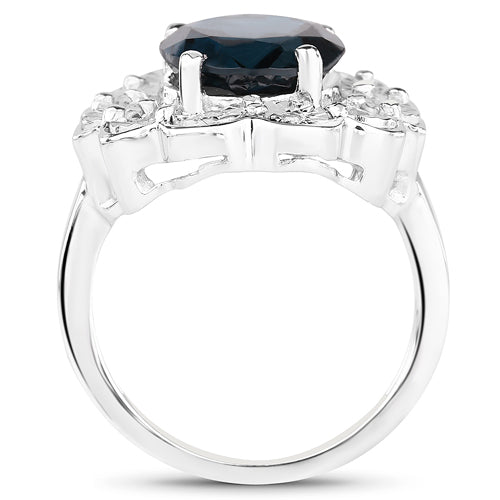 5.11 Carat Genuine London Blue Topaz and White Diamond .925 Sterling Silver Ring by Bids.com