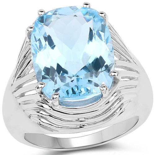 12.10 Carat Genuine Blue Topaz .925 Sterling Silver Ring by Bids.com