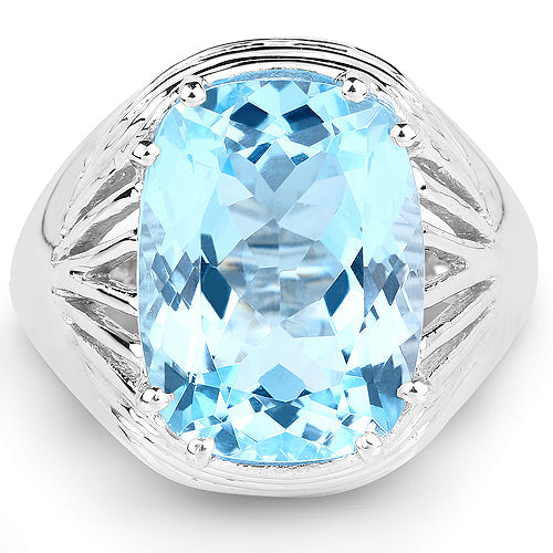 12.10 Carat Genuine Blue Topaz .925 Sterling Silver Ring by Bids.com
