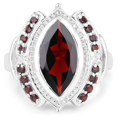 4.06 Carat Genuine Garnet .925 Sterling Silver Ring DestGlow