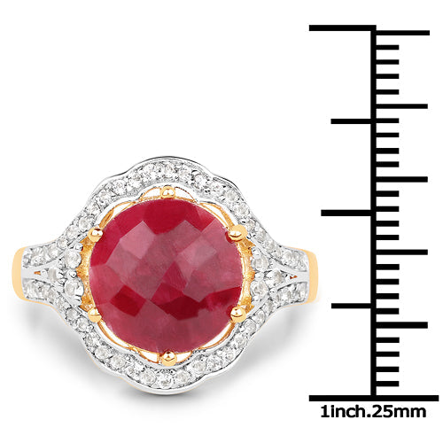 14K Yellow Gold Plated 6.91 Carat Dyed Ruby and White Topaz .925 Sterling Silver Ring by Bids.com