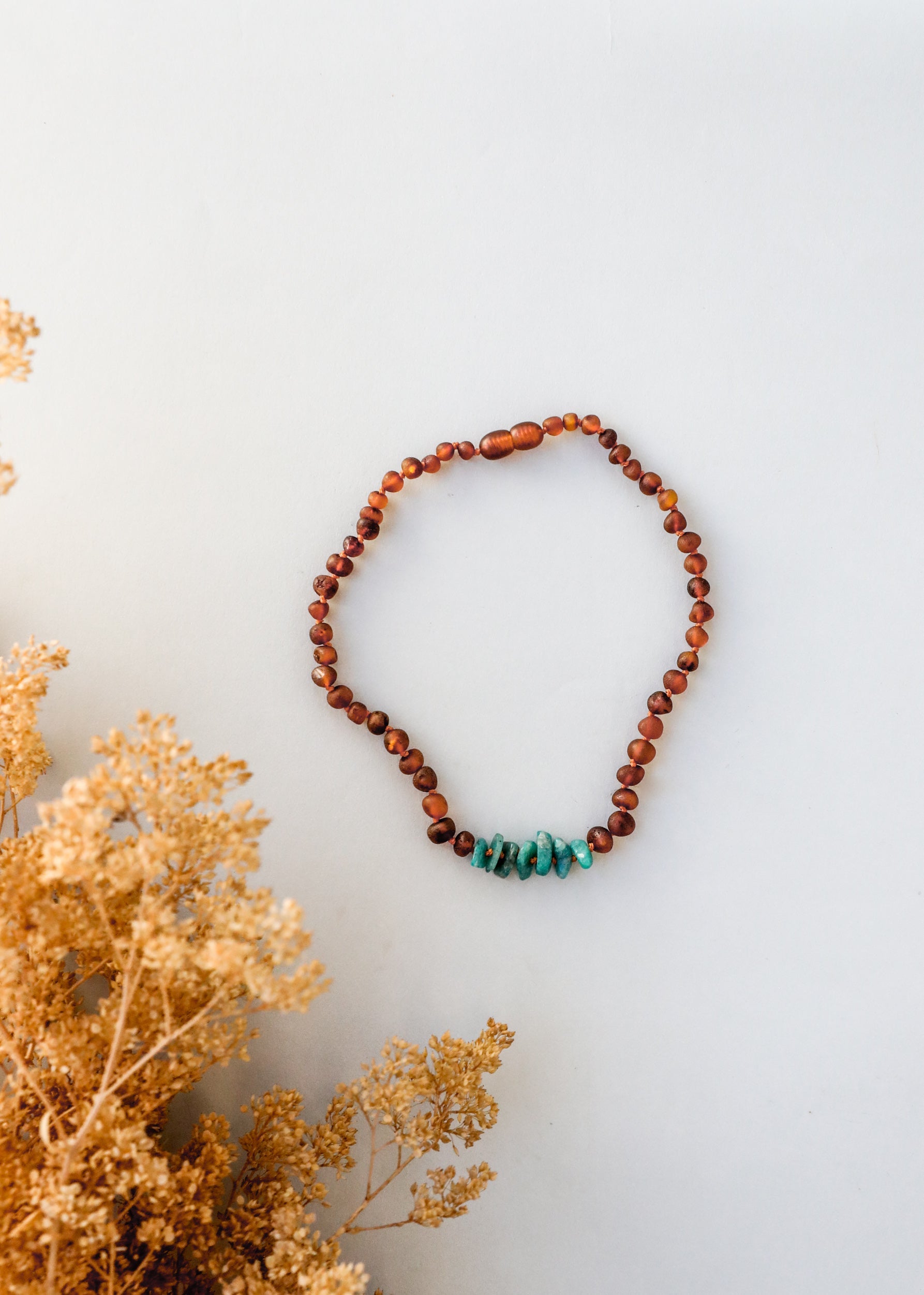 Raw Cognac Baltic Amber + Raw Amazonite || Necklace by CanyonLeaf