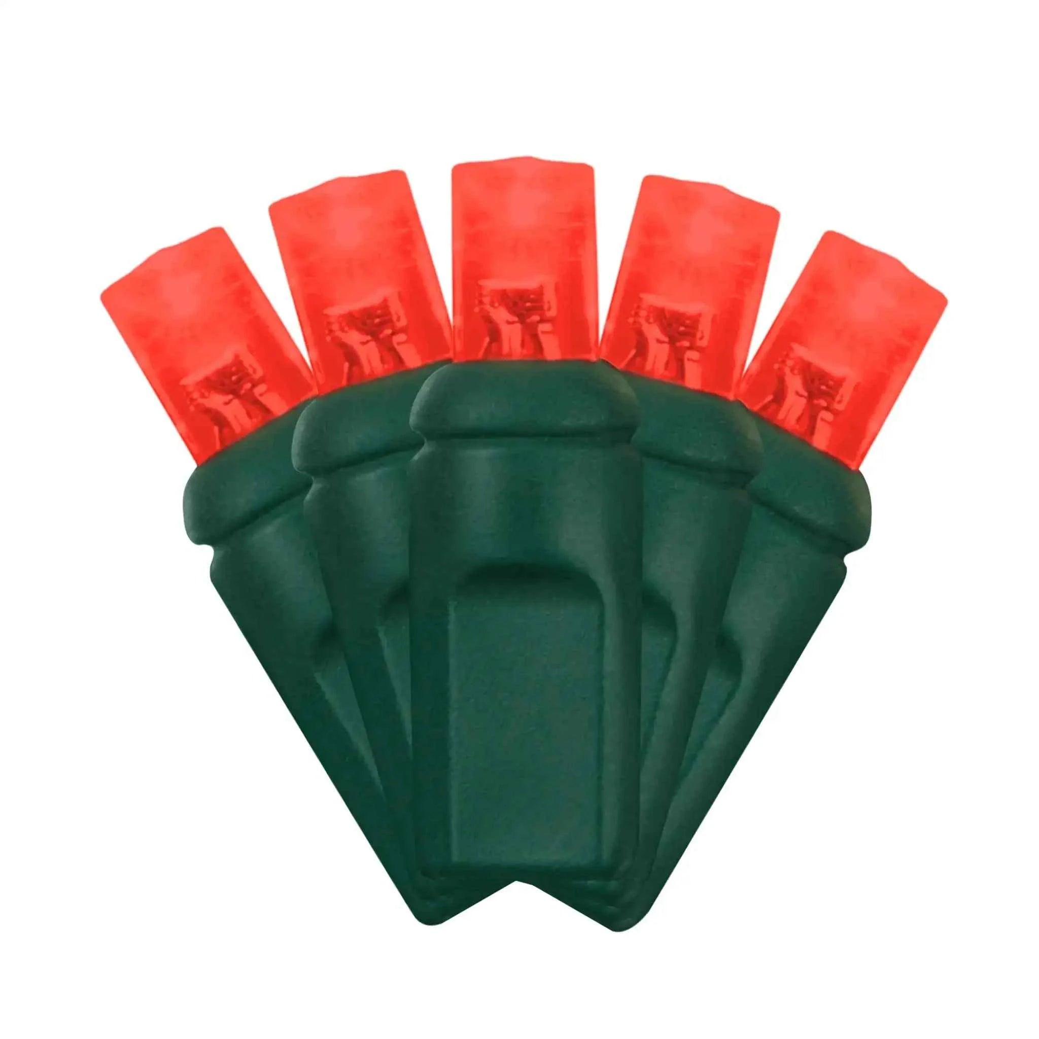 LED Mini Lights 5MM Red Static Green Wire 6" Spacing