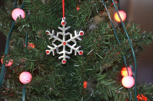 Snowflake Christmas Tree Ornaments - Set of 8 Handcrafted Metal Decorations
