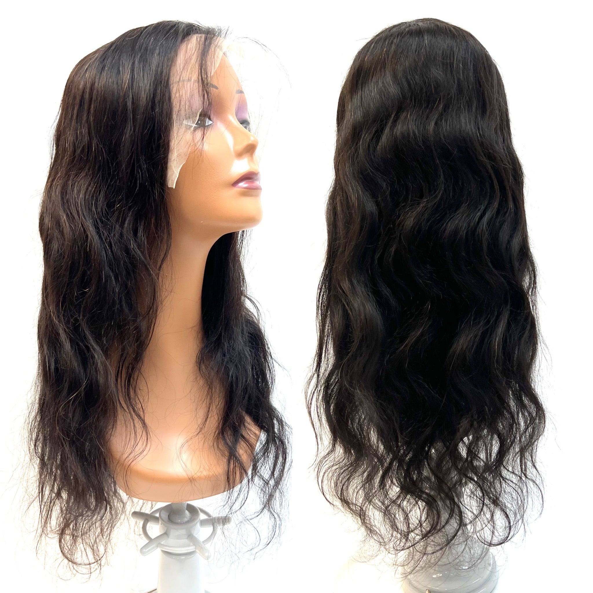 RIO Body Wave Human Hair Front Lace Wig, Natural Black