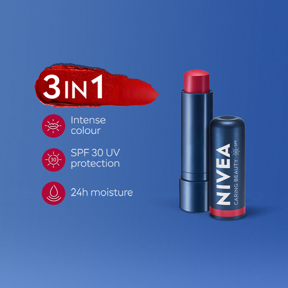 Nivea Lip Caring Beauty Red Lip Balm With SPF 30 - Red