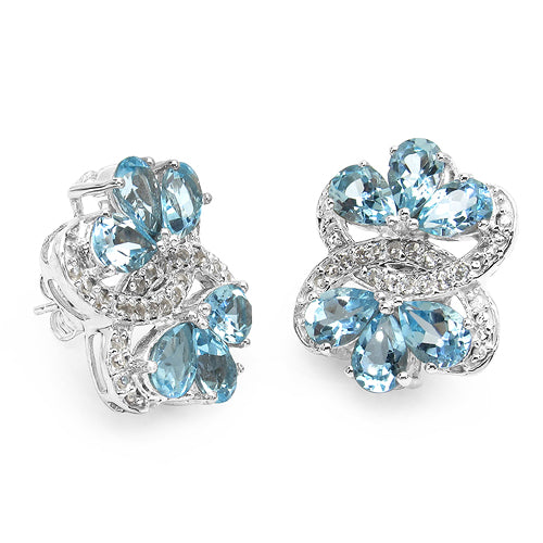 10.26 Carat Genuine Blue Topaz & White Topaz .925 Sterling Silver Earrings by Bids.com