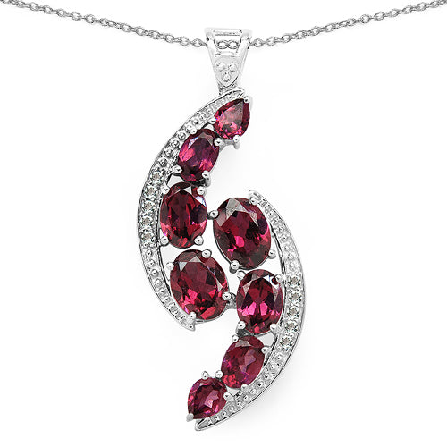 7.29 Carat Genuine Rhodolite & White Topaz .925 Sterling Silver Pendant by Bids.com
