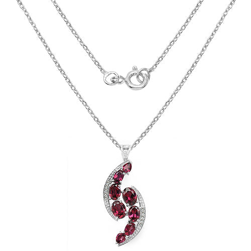 7.29 Carat Genuine Rhodolite & White Topaz .925 Sterling Silver Pendant by Bids.com
