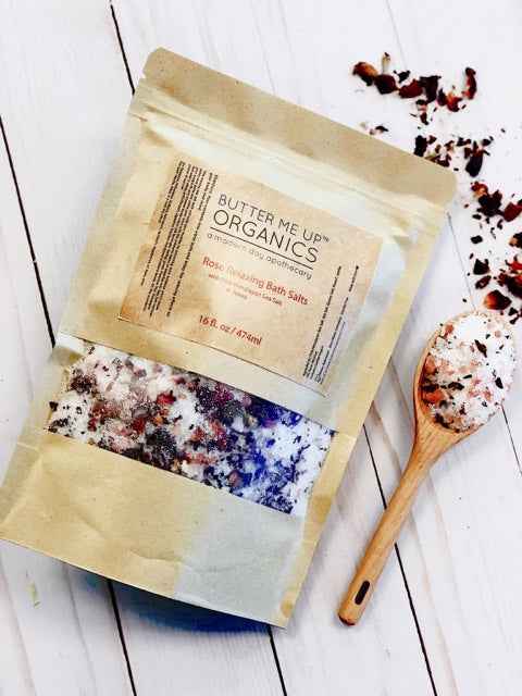 Organic Rose Salt Soak / Epsom Salt Soak / Pink Himalayan Sea Salt / Rose Absolut / Spa Gift / Butter Me Up Organics by Butter Me Up Organics