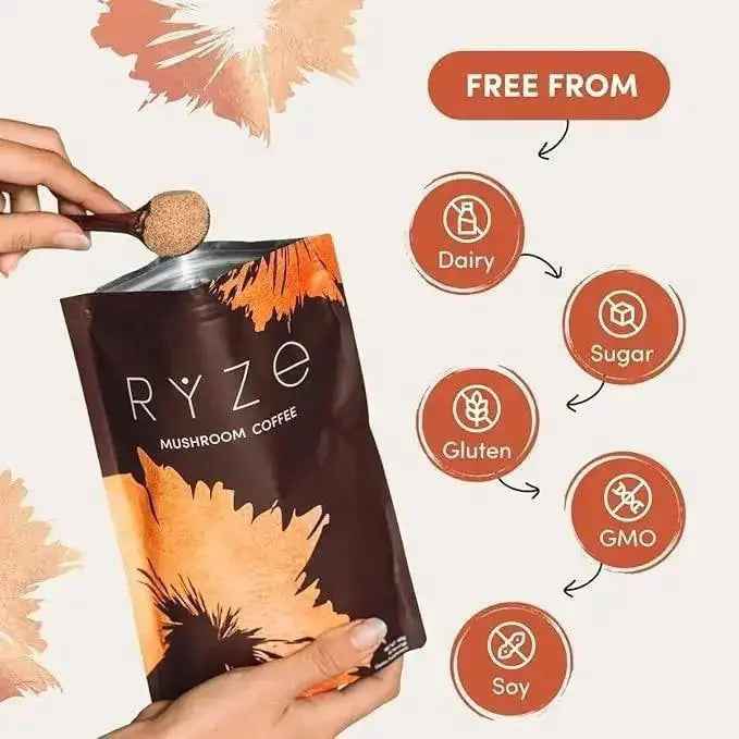 RYZE Mushroom Coffee Pack of 2 | 6 Adaptogenic Mushrooms | Organic | Instant Coffee | MCT Oil | Better Energy, Focus, Digestion, Immunity | Cordyceps, Lion’s Mane, Shiitake, Reishi, Turkey Tail, King Trumpet