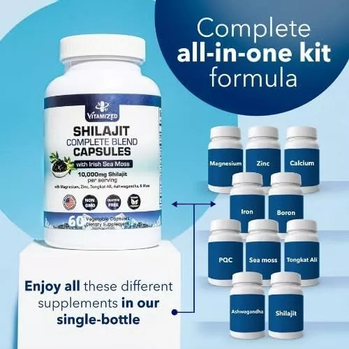Shilajit Complete Blend - Energy and Endurance - Pure Shilajit Extract - 60 Capsules DestGlow