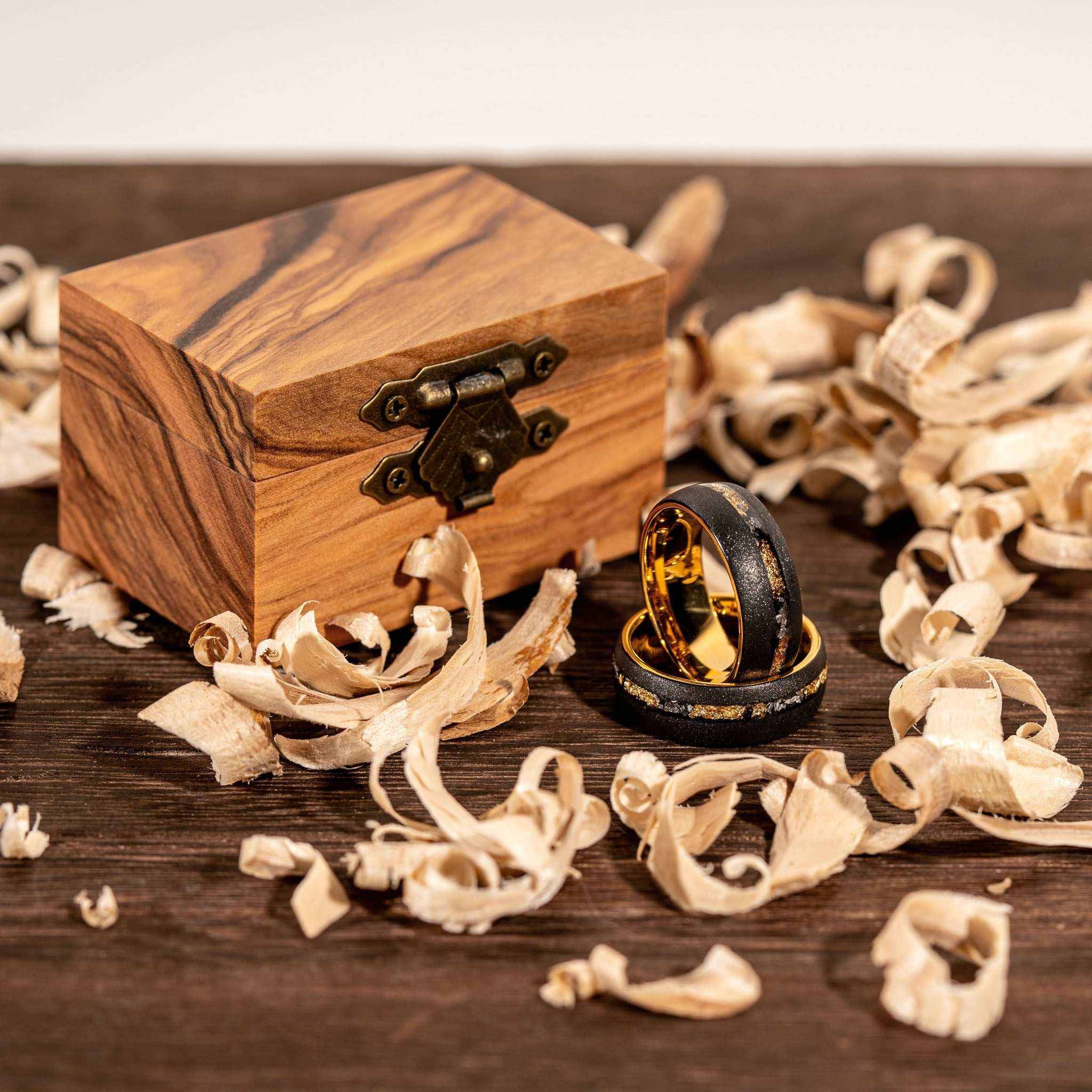 Sandblasted Gold Leaf Meteorite Ring