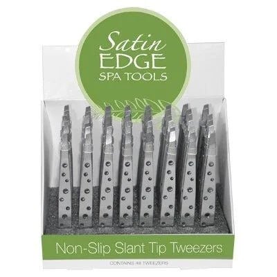 Satin Edge 48 Pc. Non-Slip Slant Tip Tweezer Display