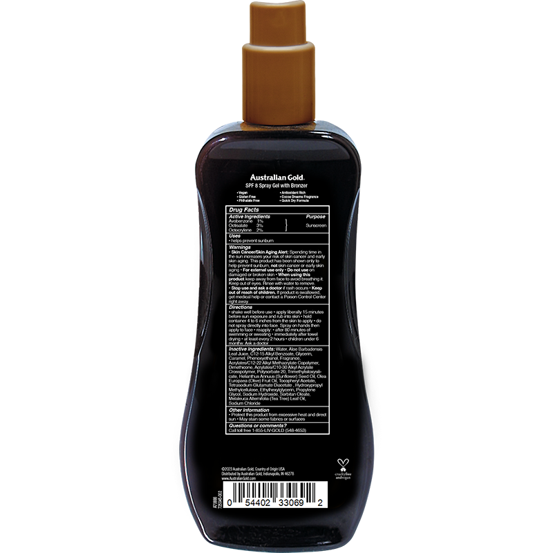 Australian Gold SPF 8 Spray Gel Bronzer 8 fl oz by Pasteur Pharmacy