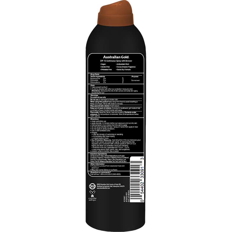 Australian Gold SPF 15 Continuous Spray Bronzer 6 Oz by Pasteur Pharmacy
