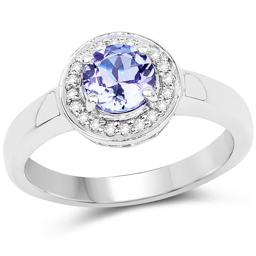 3.22 Carat Genuine Tanzanite & White Topaz .925 Sterling Silver Ring DestGlow