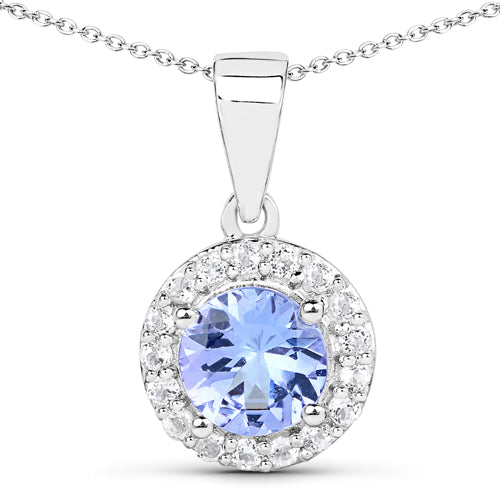 3.77 Carat Genuine Tanzanite and White Topaz .925 Sterling Silver 3 Piece Jewelry Set (Ring, Earrings, and Pendant w/ Chain) by Bids.com