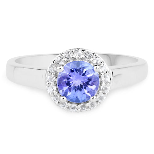 3.77 Carat Genuine Tanzanite and White Topaz .925 Sterling Silver 3 Piece Jewelry Set (Ring, Earrings, and Pendant w/ Chain) by Bids.com