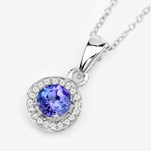 1.05 Carat Genuine Tanzanite and White Topaz .925 Sterling Silver Pendant by Bids.com
