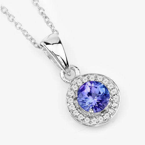 1.05 Carat Genuine Tanzanite and White Topaz .925 Sterling Silver Pendant by Bids.com