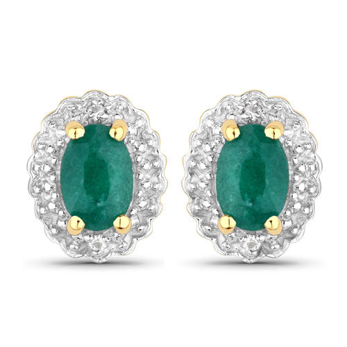 1.71 Carat Dyed Emerald and White Topaz .925 Sterling Silver Jewelry Set by Bids.com
