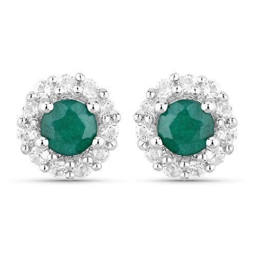1.81 Carat Dyed Emerald and White Topaz .925 Sterling Silver Jewelry Set by Bids.com