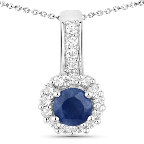 2.17 Carat Genuine Blue Sapphire and White Topaz .925 Sterling Silver Jewelry Set DestGlow