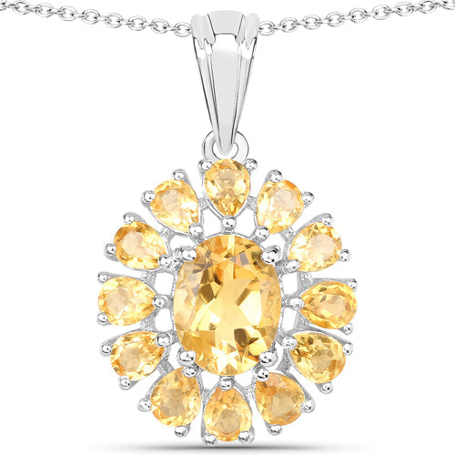 12.24 Carat Genuine Citrine and White Topaz .925 Sterling Silver 3 Piece Jewelry Set (Ring, Earrings, and Pendant w/ Chain) by Bids.com