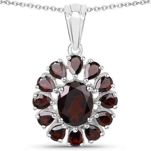 13.82 Carat Genuine Garnet and White Topaz .925 Sterling Silver 3 Piece Jewelry Set (Ring, Earrings, and Pendant w/ Chain) by Bids.com
