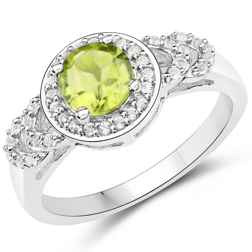 2.68 Carat Genuine Peridot and White Topaz .925 Sterling Silver Jewelry Set by Bids.com