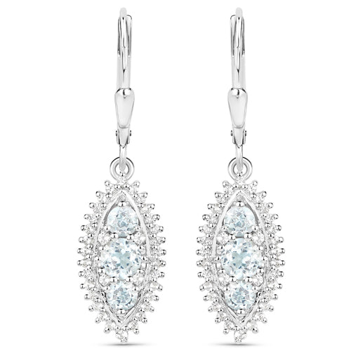 4.50 Carat Genuine Blue Topaz and White Topaz .925 Sterling Silver 3 Piece Jewelry Set (Ring, Earrings, and Pendant w/ Chain) by Bids.com